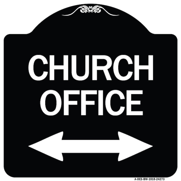 Signmission Church Parking W/ Bidirectional Arrow Heavy-Gauge Aluminum Sign, 18" x 18", BW-1818-24273 A-DES-BW-1818-24273 - main